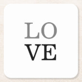 Grijs Zwart Script Liefde Bruiloft Kartonnen Onderzetters (Voorkant)