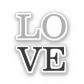 Grijs Zwart Script Liefde Bruiloft Sticker (Voorkant)