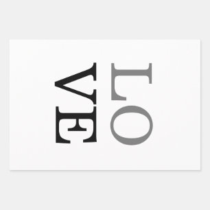 Grijs Zwart Script Liefde Huwelijk Inpakpapier Vel