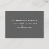 Grijs Zwart Script Monogram Modern Visitekaartje (Achterkant)