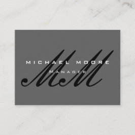 Grijs Zwart Script Monogram Modern Visitekaartje