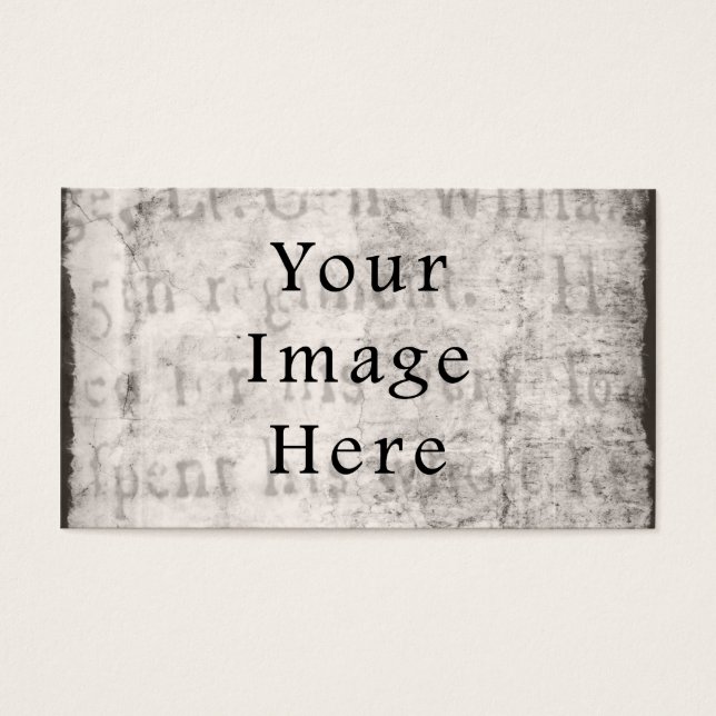  grijs zwart script tekst perkament papier visitekaartjes (Voorkant)
