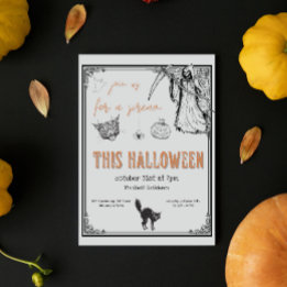 Grijs Zwart Sinaasappel Cat Halloween Party Kaart
