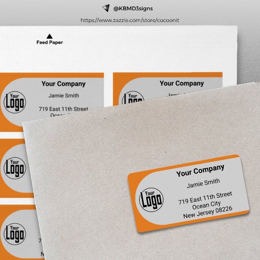 Grijs Zwart Sinaasappel Custom Logo Bedrijfsadres Etiket