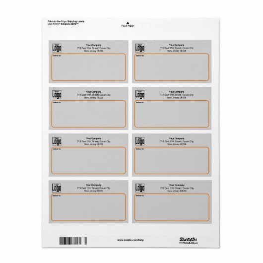 Grijs Zwart Sinaasappel Custom Logo Zakelijk Adres Etiket (Full Sheet)