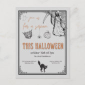  grijs zwart Sinaasappel Halloween Party Briefkaart (Voorkant)