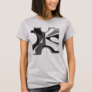 Grijs Zwart Vet Geometrische Vormen Art Abstract T-shirt