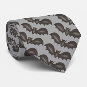 Grijs Zwart Vleermuis Spooky Vleermuizen Halloween Stropdas