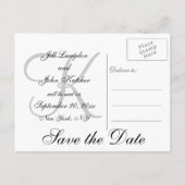 Grijs, Zwart, Voornamen, Monogram Save the Date Aankondigingskaart (Achterkant)