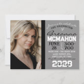 Grijs, Zwart & Wit Afstuderen Fotouitnodiging Kaart (Voorkant)