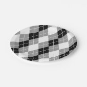 Grijs Zwart Wit Argyle Diamant Design Papieren Bordje (Gekanteld)