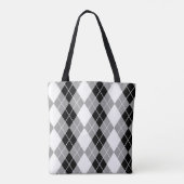 Grijs Zwart Wit Argyle Diamant Design  Tote Bag (Achterkant)