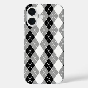 Grijs Zwart Wit Argyle Diamant Ontwerp iPhone 16 Hoesje
