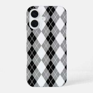 Grijs Zwart Wit Argyle Diamant Ontwerp  iPhone 16 Hoesje
