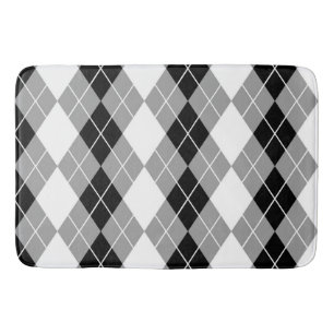 Grijs Zwart Wit Argyle Diamond Design Badmat