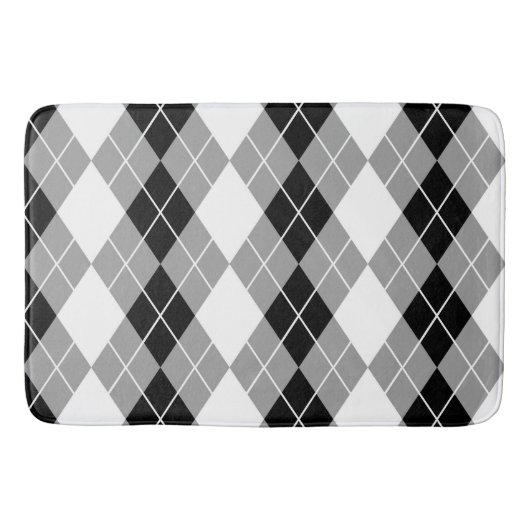 Grijs Zwart Wit Argyle Diamond Design Badmat (Voorkant)