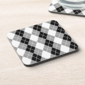 Grijs Zwart Wit Argyle Diamond Design Bier Onderzetter (Linkerzijde)