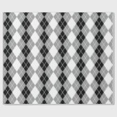 Grijs Zwart Wit Argyle Diamond Design Cadeaupapier (Vlak)