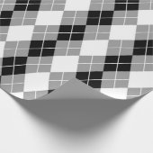 Grijs Zwart Wit Argyle Diamond Design Cadeaupapier (Hoek)