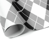 Grijs Zwart Wit Argyle Diamond Design Cadeaupapier (Rol Hoek)