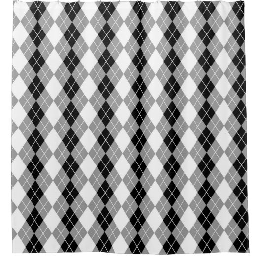 Grijs Zwart Wit Argyle Diamond Design Douchegordijn (Voorkant)
