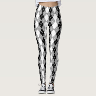 Grijs Zwart Wit Argyle Diamond Design Leggings