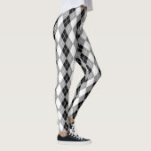 Grijs Zwart Wit Argyle Diamond Design Leggings (Rechts)