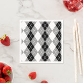Grijs Zwart Wit Argyle Diamond Design Servet (Insitu)