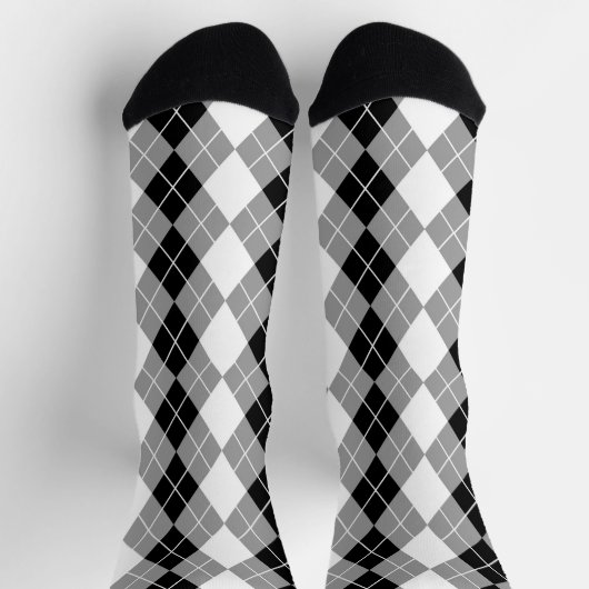 Grijs Zwart Wit Argyle Diamond Design Sokken (Top)