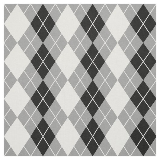 Grijs Zwart Wit Argyle Diamond Design Stof (Swatch)
