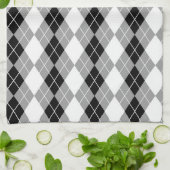 Grijs Zwart Wit Argyle Diamond Design Theedoek (Gevouwen)