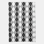 Grijs Zwart Wit Argyle Diamond Design Theedoek (Verticaal)