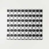 Grijs Zwart Wit Argyle Diamond Design Wandkleed (Voorkant (horizontaal))