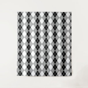 Grijs Zwart Wit Argyle Diamond Design Wandkleed