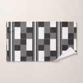 Grijs Zwart Wit Controleer Strepen Patroon Bad Handdoek (Handdoek)