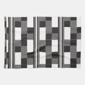 Grijs Zwart Wit Controleer Strepen Patroon Theedoek (Horizontaal)