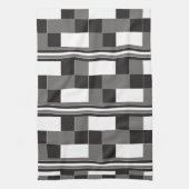 Grijs Zwart Wit Controleer Strepen Patroon Theedoek (Verticaal)