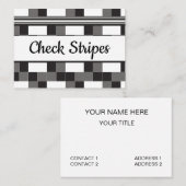 Grijs Zwart Wit Controleer Strepen Patroon Visitekaartje (Voorkant / Achterkant)
