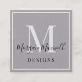 Grijs Zwart Wit Elegant Modern Signature Square Vierkante Visitekaartje (Voorkant)