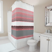 Grijs Zwart Wit en Koraal Douchegordijn (In situ)