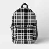Grijs Zwart Wit Flanel Plaid Tartan Design Bedrukte Rugzak (Voorkant)