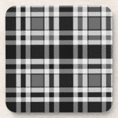 Grijs Zwart Wit Flanel Plaid Tartan Design Bier Onderzetter (Voorkant)