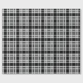 Grijs Zwart Wit Flanel Plaid Tartan Design Cadeaupapier (Vlak)