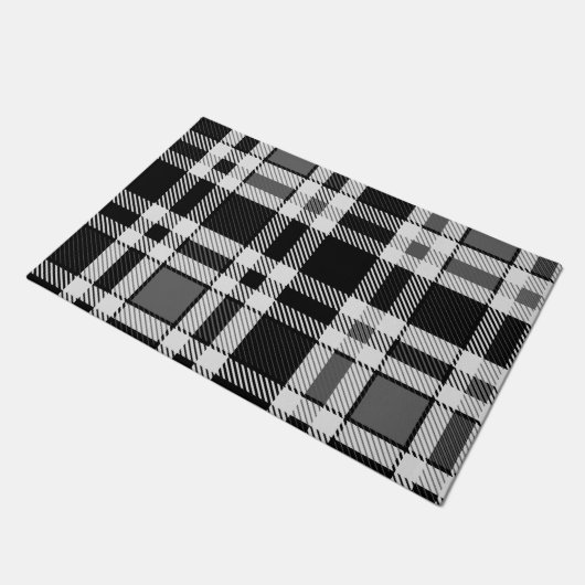 Grijs Zwart Wit Flanel Plaid Tartan Design Deurmat (Schuin)
