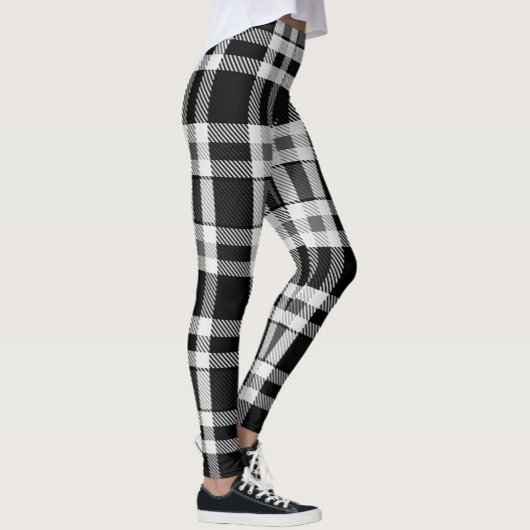 Grijs Zwart Wit Flanel Plaid Tartan Design Leggings