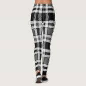 Grijs Zwart Wit Flanel Plaid Tartan Design Leggings (Achterkant)