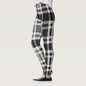 Grijs Zwart Wit Flanel Plaid Tartan Design Leggings (Links)