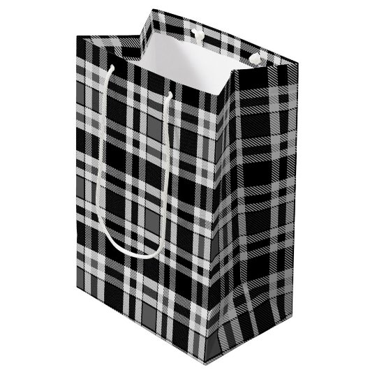Grijs Zwart Wit Flanel Plaid Tartan Design Medium Cadeauzakje
