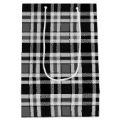 Grijs Zwart Wit Flanel Plaid Tartan Design Medium Cadeauzakje (Achterkant)