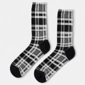 Grijs Zwart Wit Flanel Plaid Tartan Design Sokken (Links)